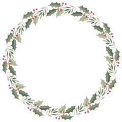 decorative frame with holly and berries