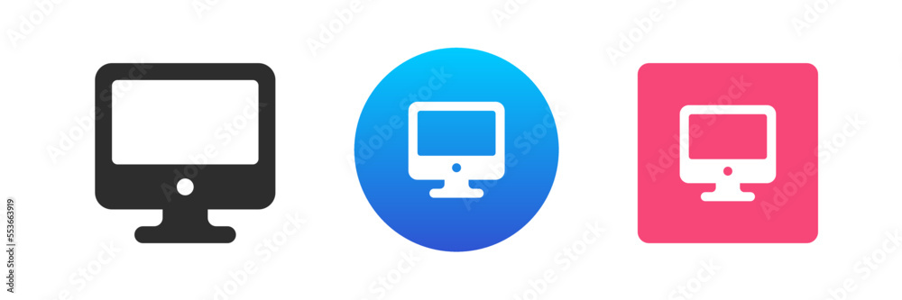 Poster computer monitor digital connect service internet information browsing icon set vector flat