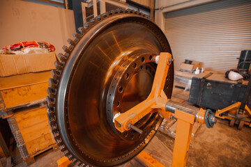 Maintenance for power electric rotor turbine for gear Mega Watts generator Gas turbine electrical power plant. © chitsanupong