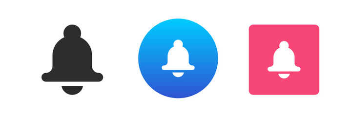 Ring bell signal volume audio notification sound call message attention alert icon set vector flat