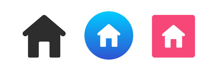 Home button homepage house building with roof entrance icon set vector flat illustration