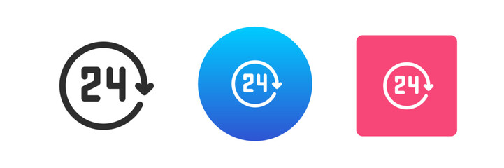 24 hours always available symbol shopping delivery helpdesk with circle arrow icon set vector flat