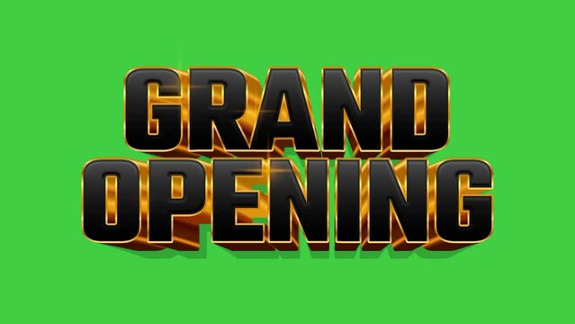 Gold Grand opening sign on green screen background