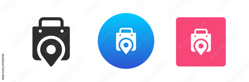 Aufkleber shopping map pointer store gps location cyberspace navigation icon set vector flat illustration
