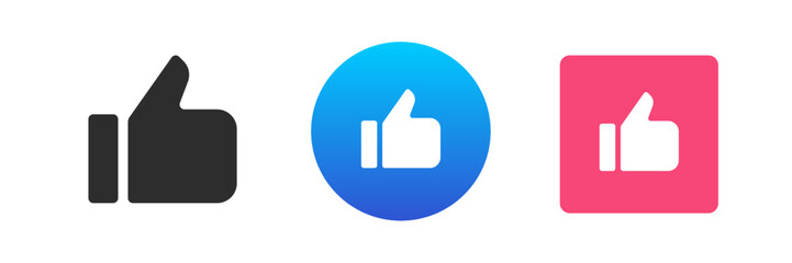 Like thumb up recommendation cool gesture cyberspace virtual approve rating icon set vector flat