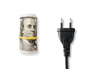 Top view of one hundred US dollars notes. PNG file with transparent background and soft shadow