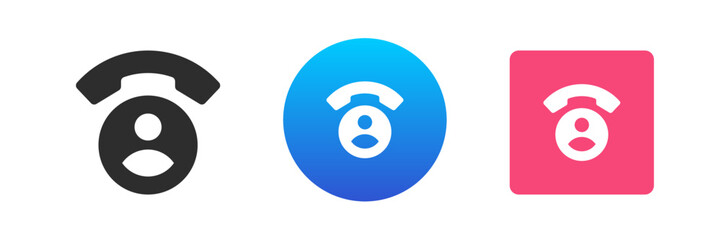 Phone call user contact personal data remotely communication icon set vector flat illustration