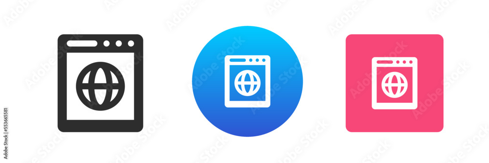 Poster internet browser web site connection global virtual communication technology icon set vector flat
