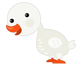 cartoon scene with happy goose on white background illustration for children