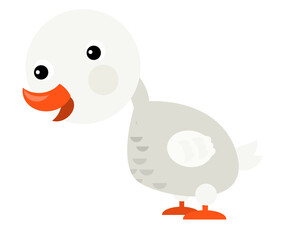 cartoon scene with happy goose on white background illustration for children