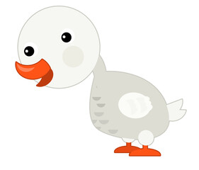 cartoon scene with happy goose on white background illustration for children
