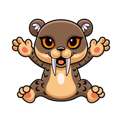 Cute little smilodon cartoon posing