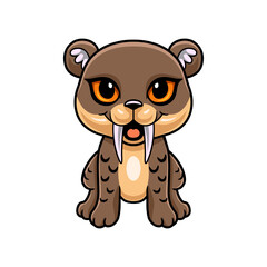 Cute little smilodon cartoon sitting