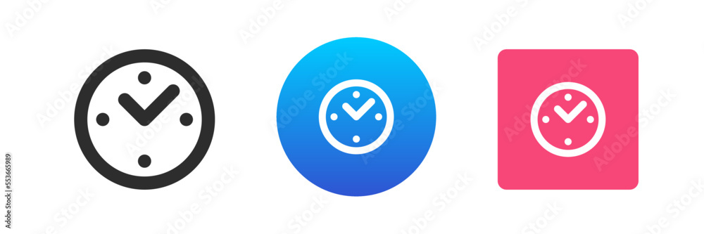 Poster wall watch timer number arrow pointer clockwork deal deadline time management icon set vector flat