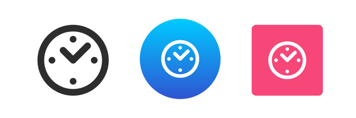 Wall watch timer number arrow pointer clockwork deal deadline time management icon set vector flat