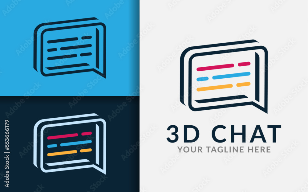 Poster simple bubble chat message logo design with 3d minimalist concept. vector logo illustration.