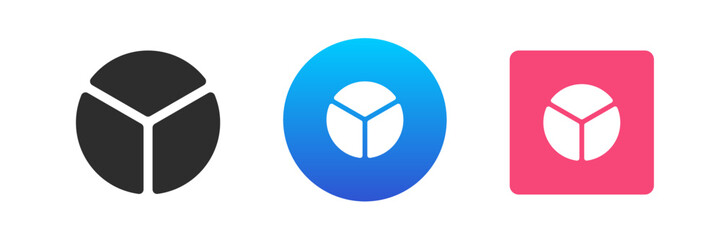 Diagram pie three piece financial analyzing business presentation visualization icon set vector flat