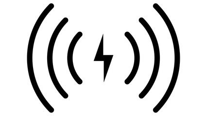 Icon wireless charge, fast charger logo, symbol wifi phone lightning - obrazy, fototapety, plakaty