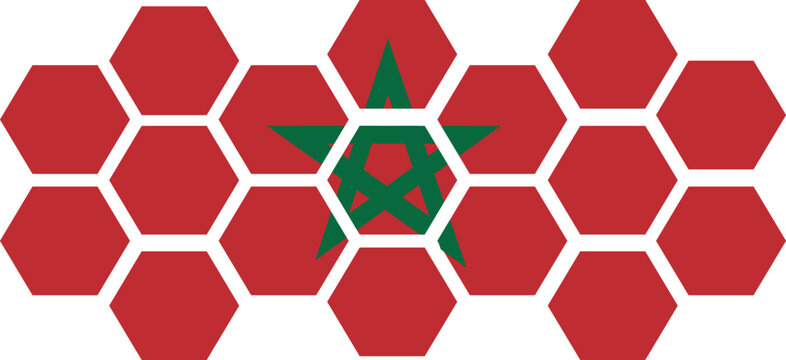 hexagons with the morocco flag colors