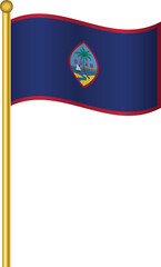 Flag of Guam,Guam flag Golden waving isolated vector illustration eps10.