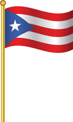 Flag of Puerto Rico,Puerto Rico flag Golden waving isolated vector illustration eps10.