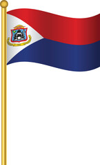 Flag of Saint Martin,Saint Martin flag Golden waving isolated vector illustration eps10.