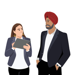 Male boss critisizing female employee overwhelmed with work isolated on white background. Chief or director and assistant or office worker. Conflict scene. Modern flat cartoon vector illustration.