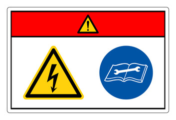 Danger High Voltage Read Technical Manual For Service Symbol Sign, Vector Illustration, Isolate On White Background Label. EPS10 - obrazy, fototapety, plakaty