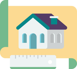 house construction plan illustration in minimal style