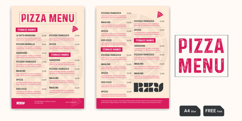 Pizza Menu Design Layout Food Menu Design Elegant Restaurant Menu
