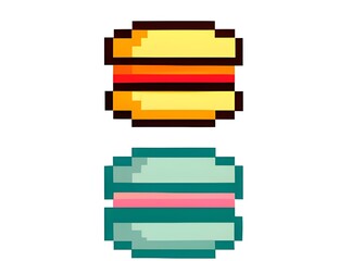 Macaron pixel art set. Generative AI.	