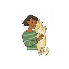 A girl hugs a cat.