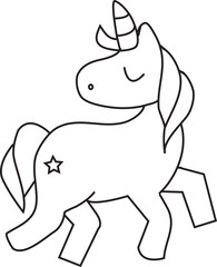 Cute illustration of a funny rocking unicorn