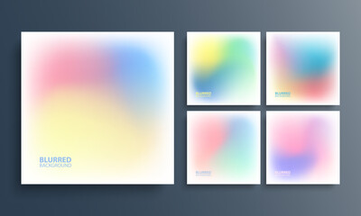 Naklejka premium Collection of light blurred multicolored backgrounds with soft color gradients. Set of color graphic templates for your graphic design. Vector illustration.
