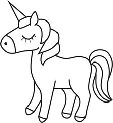 Cute illustration of a funny rocking unicorn