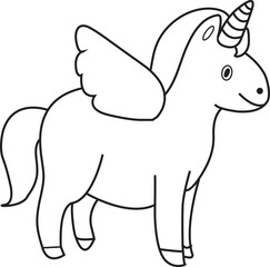 Cute illustration of a funny rocking unicorn