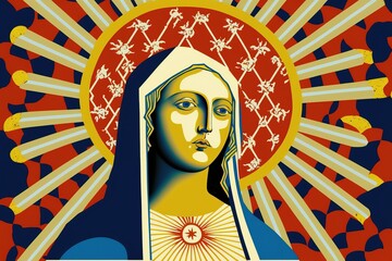 Saint Mary Mother of Jesus. Cross. Generative AI