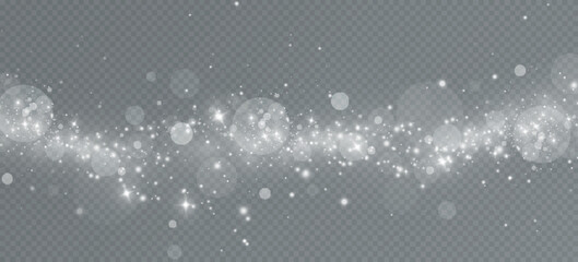 Light effect with glitter particles.Christmas dust.White sparks shine with special light.