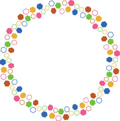 Circle frame with hexagonal shapes