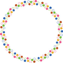 Circle frame with hexagonal shapes