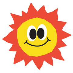 Cute sun vector illustration in flat color design
