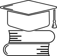 E-learning, online education elements - minimal thin line web icon set. Outline icons collection. Graduation hat