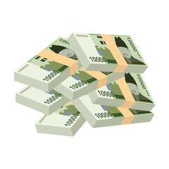 South Korean Won Vector Illustration. South Korea money set bundle banknotes. Paper money 10000 KRW. Flat style. Isolated on white background. Simple minimal design.