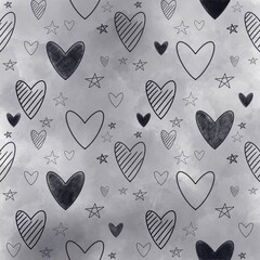 Valentine heart seamless drawings can be used in decorative design Fashion clothes, curtains, tablecloths, gift wrapping paper