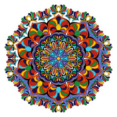 Vector mandala hand drawn colorful vintage art, ancient Indian vedic background design, old painting texture with multiple  shapes
