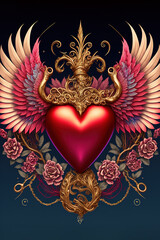 logo, cupid, valentines day, heart, art illustration