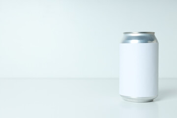 Concept of drink, blank can, space for text