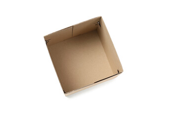 Empty cardboard box isolated on white background