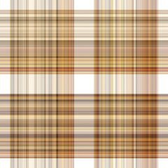 Woodland white tartan seamless pattern textile. Tonal autumnal forest plaid with organic texture. Background of orange stripe for rough wallpaper. 