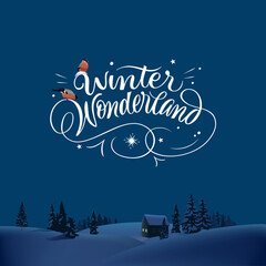 Winter Wonderland Creative Lettering. Christmas Card.